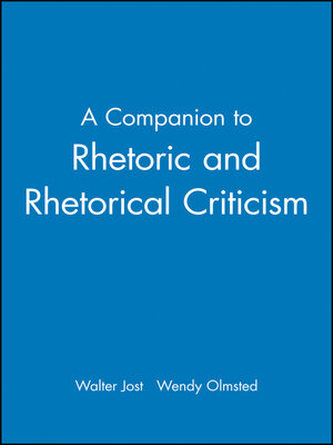cover image of A Companion to Rhetoric and Rhetorical Criticism